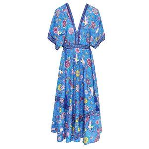 R.Vivimos Women's Deep V Neck Cotton Dress -Tag On